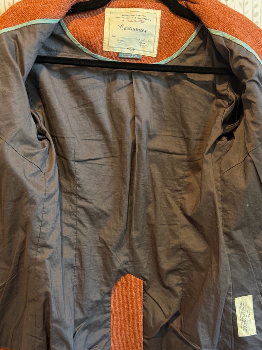Anthropologie Cartonnier Women’s Small Rust Orange Knit Blazer Jacket Academia - Picture 10 of 11